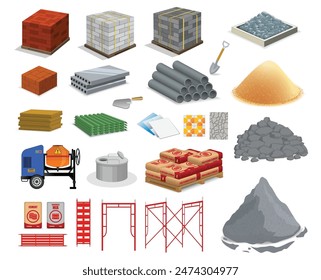 Conjunto de materiales de construcción. Vector Eps