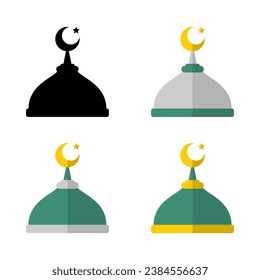 Set building mosque islam religion icon flat vector design