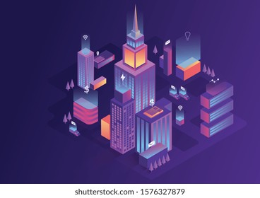 set of building in open space office concept design. Can use for web banner, infographics, hero images. Flat isometric vector illustration isolated on white background. creator kit