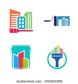 Set of Building Paint logo design vector illustration, Creative Paint logo design concept template, symbols icons