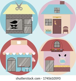 The set of building in pastel color. Vector format.