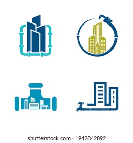 Set of Building Plumbing logo design vector illustration, Creative Plumbing logo design concept template, symbols icons