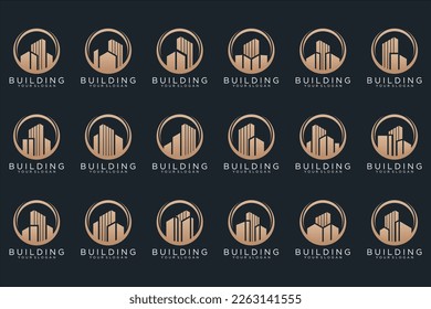 Set of Building, Real Estate, architecture and Construction logo design inspiration.