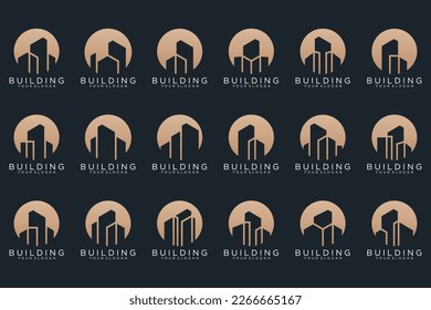 Set of Building, Real Estate, architecture and Construction logo design inspiration.