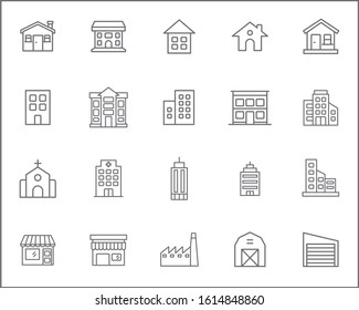 Set of building and real estate Icons line style. Included the icons as house, constructor, city, town, apartment, office and more.
customize color, stroke width control , easy resize.