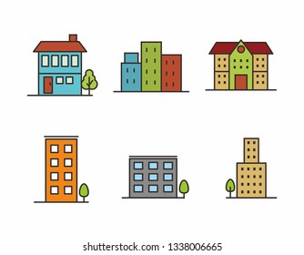 Set of building and real estate  vector illustration isolated on white