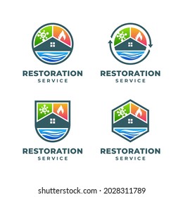 Set of Building Restoration Services Logo Template Design. Vector illustration