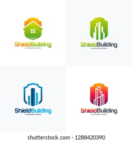 Set of Building Shield Logo designs concept vector, Home Secure logo template symbol