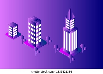 Set building of  style  isometric vector modern   illustration.