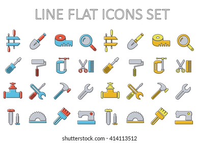 Set of building tools icons Linear