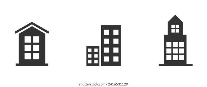 Set building vector icon in black and white colour