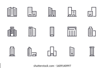 Set of Building vector icon illustration