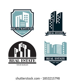 Un Conjunto De Vectores De Construcción , Un Conjunto De Logotipos Inmobiliarios