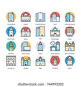 
Set of Buildings Flat Icons 
