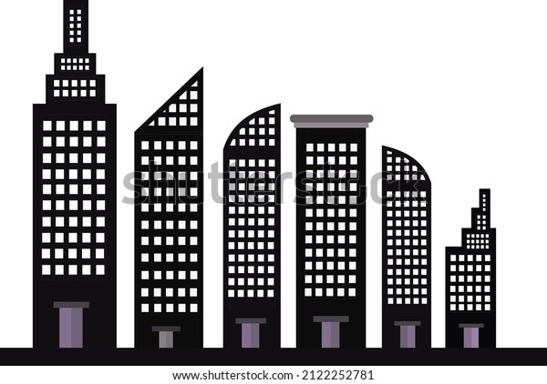 Set Buildings Flat Vector Image Stock Vector Royalty Free 2122252781