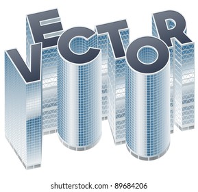 Set of buildings in form of alphabet