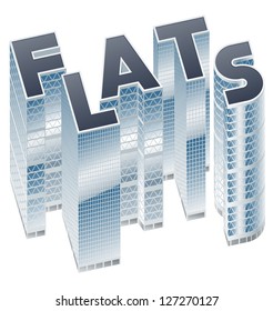 Set of buildings in form of alphabet. Flats