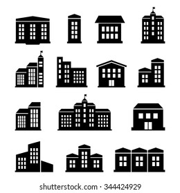 a set of buildings and houses icons