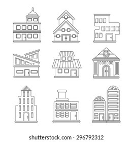 Set of buildings icons
