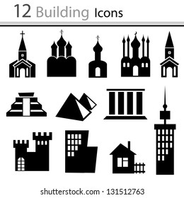 set of buildings of icons (Vector)