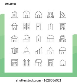Set of Buildings Line Icon set 25 Icons. Vector Minimalism Style Design Black Icons Set. Linear pictogram pack.