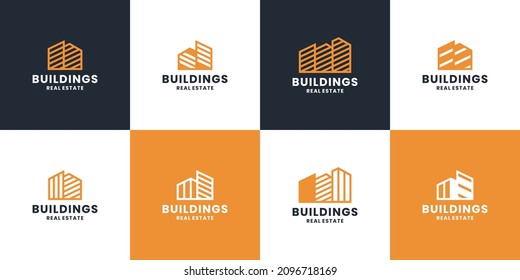 Set von Gebäuden Logo Design. Design-Kollektion für Immobilien-Logo