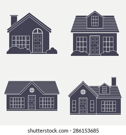 Set of buildings on a white background. Vector illustration