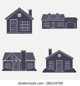 Set of buildings on a white background. Vector illustration