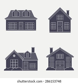 Set of buildings on a white background. Vector illustration