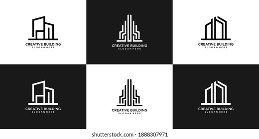 Set of buildings real estate logo