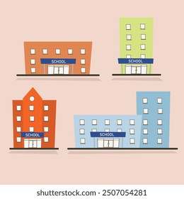 A set of buildings with a school