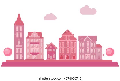 The set of buildings in the style of flat.