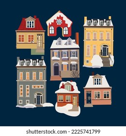 set with buildings. Vector design for paper, fabric and other surface