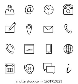 Set of buiness, web, contact us line icons, outline isolated on white background EPS Vector