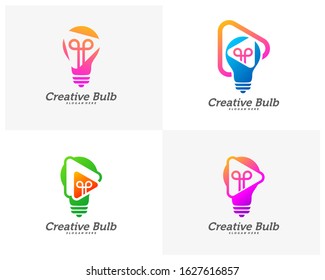 Set of Bulb Creative with Play icon logo concepts, abstract colorful icons, elements and symbols, template - Vector