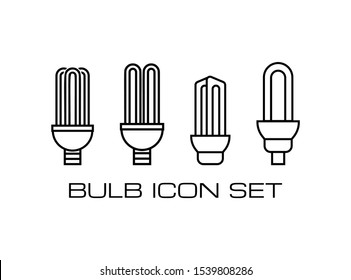 Set of Bulb Electricity Icon Set. Consist of Four Energy Saver Lamp Icon Image. Vector Illustration.
