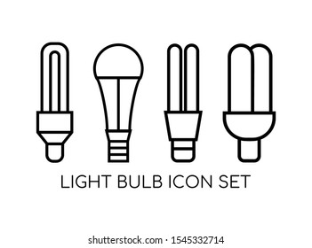 Set of Bulb Electricity Monoline Icon Set. Consist of Four Energy Saver Icon Image. Vector Illustration.
