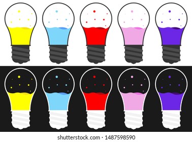 Set bulb icons design template, collection lava lamp E27, vector illustration