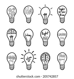 Set bulb  idea icon, vector illustration