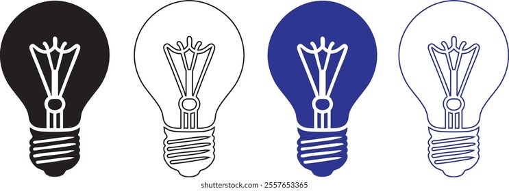 set of Bulb lamp silhouette, vector isolated on white background
