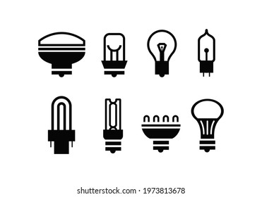 set of bulb led light icons vector
