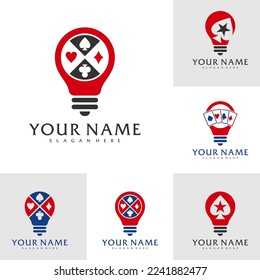 Set of Bulb Poker logo vector template, Creative Poker logo design concepts