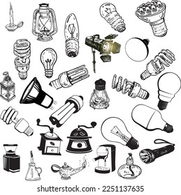 Bündel von Zwiebeln, Doodles, Vektorgrafiken, Skizzen