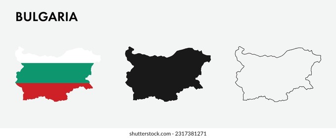 Set of Bulgaria map isolated on white background, vector illustration design