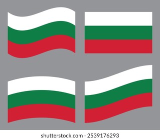 Set of Bulgarian flag icons. Collection of isolated Bulgarian flag, vector illustration.
