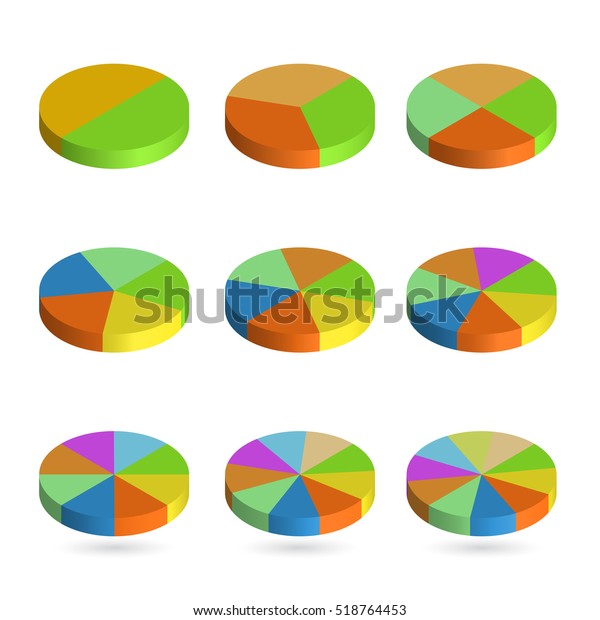 Set Bulk Isometric Pie Charts Templates Stock Vector (Royalty Free ...