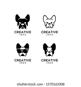 set of bull dog head logo icon design vector illustration