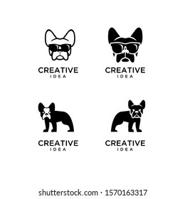 set of bull dog head logo icon design vector illustration