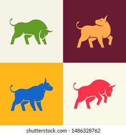 Set of Bull Logo. Icon design. Template elements
