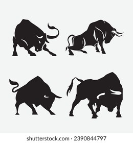 Set of bull silhouette, Bull figure collection, vector, eps 10